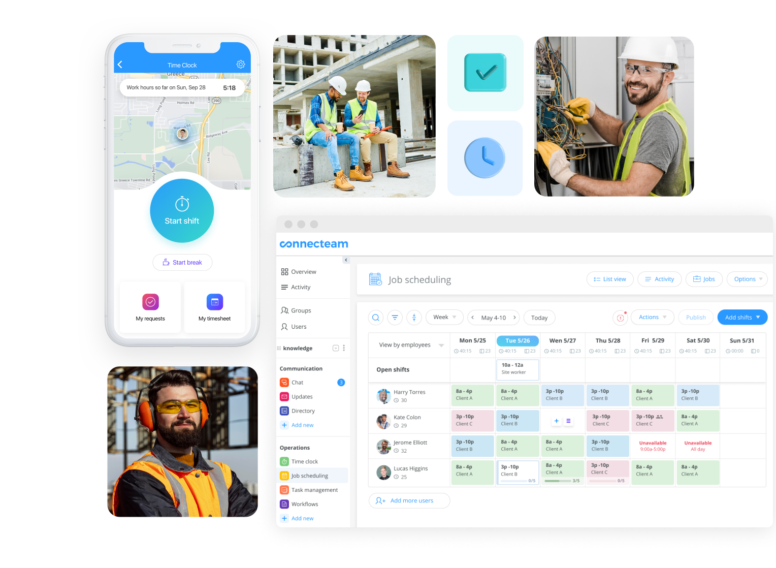 Electrician job dispatching and work hours tracking app