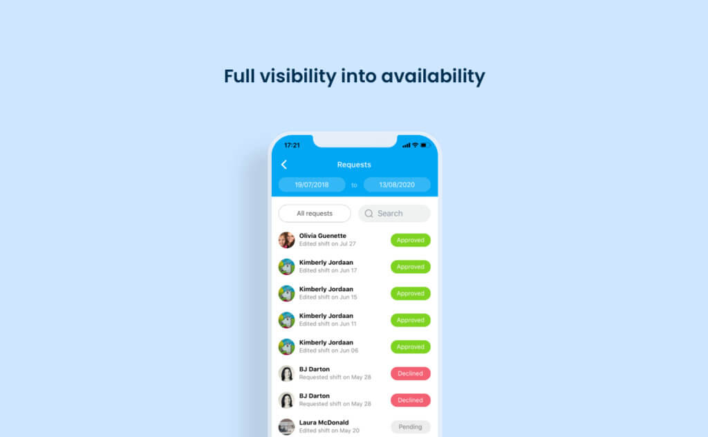 Full visibility into availability on Connecteam - Bnb Clean Services Case Study